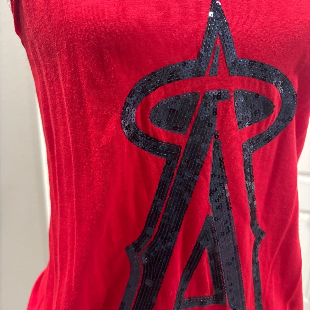 PINK Los Angeles Angels Baseball Sequin Tank Top - Picture 2 of 3